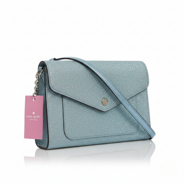 Kate Spade Tinsel Flap Glitter Crossbody Purse (Frosty Sky)