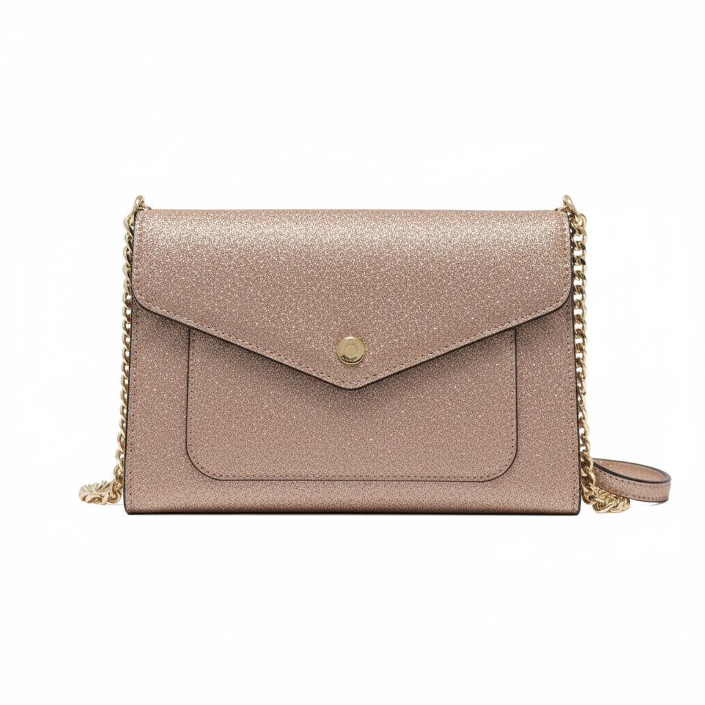 Kate Spade Tinsel Flap Glitter Crossbody Purse (Rose gold)