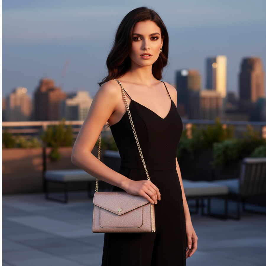 Kate Spade Tinsel Flap Glitter Crossbody Purse (Rose gold) - Image 2