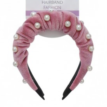 13+ FASHION HAIRBAND PINK WITH BIG PEARL PINK
