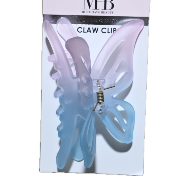 MHB CLAW CLIP PINK/BLUE BUTTERFLY