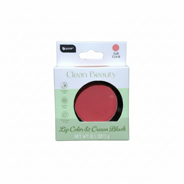BPURE CLEAN BEAUTY LIP/CREAM BLUSH SOFT CORAL BP-377 Item #10315