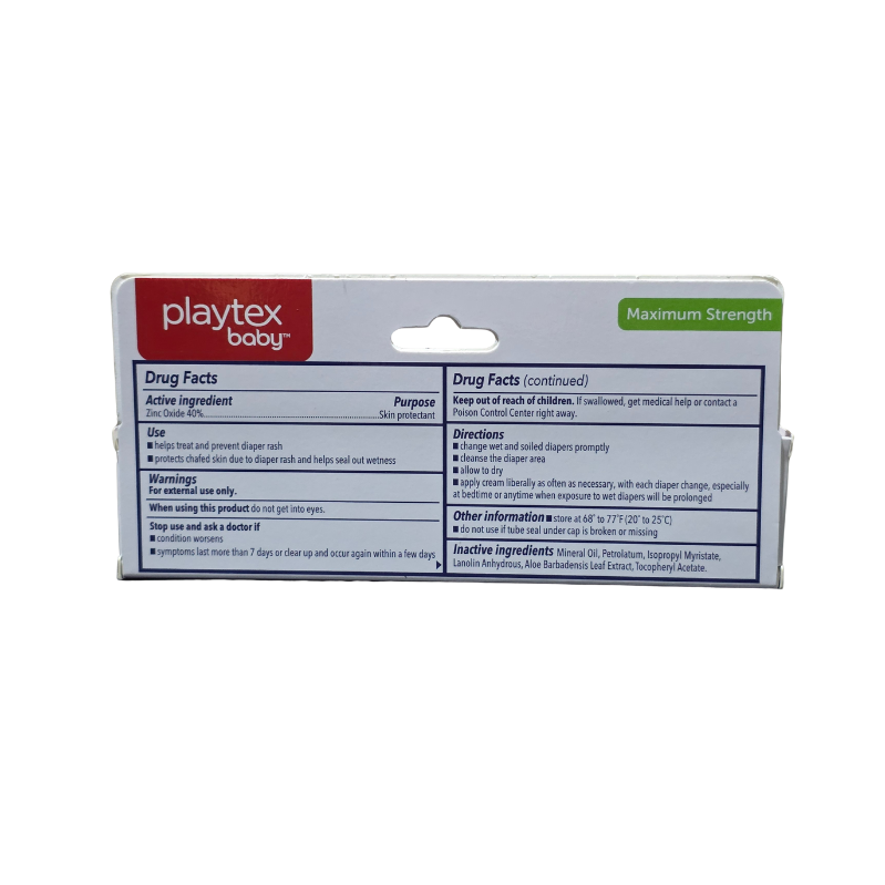 PLAYTEX BABY MAXIMUM STRENGTH 40% ZINC OXIDE DIAPER RASH CREAM 71g - Image 2