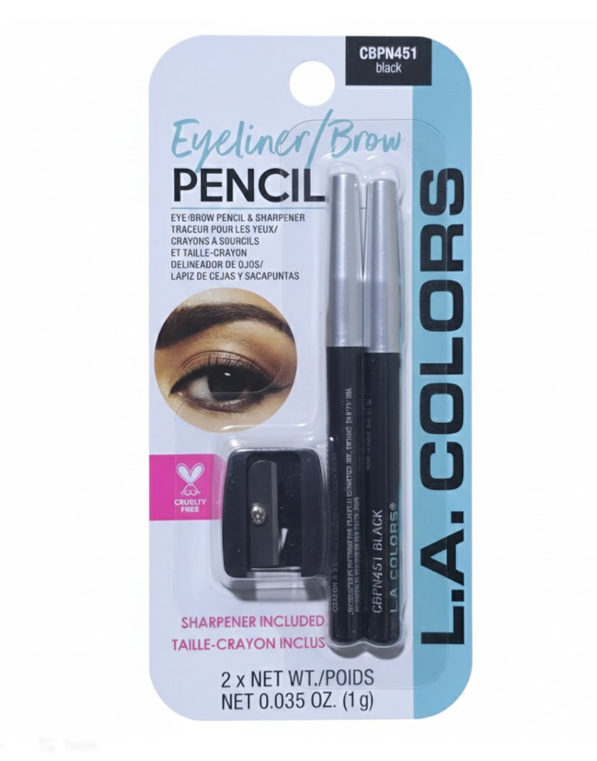 LA COLORS EYELINER/BROW PENCIL BROWN - Image 2