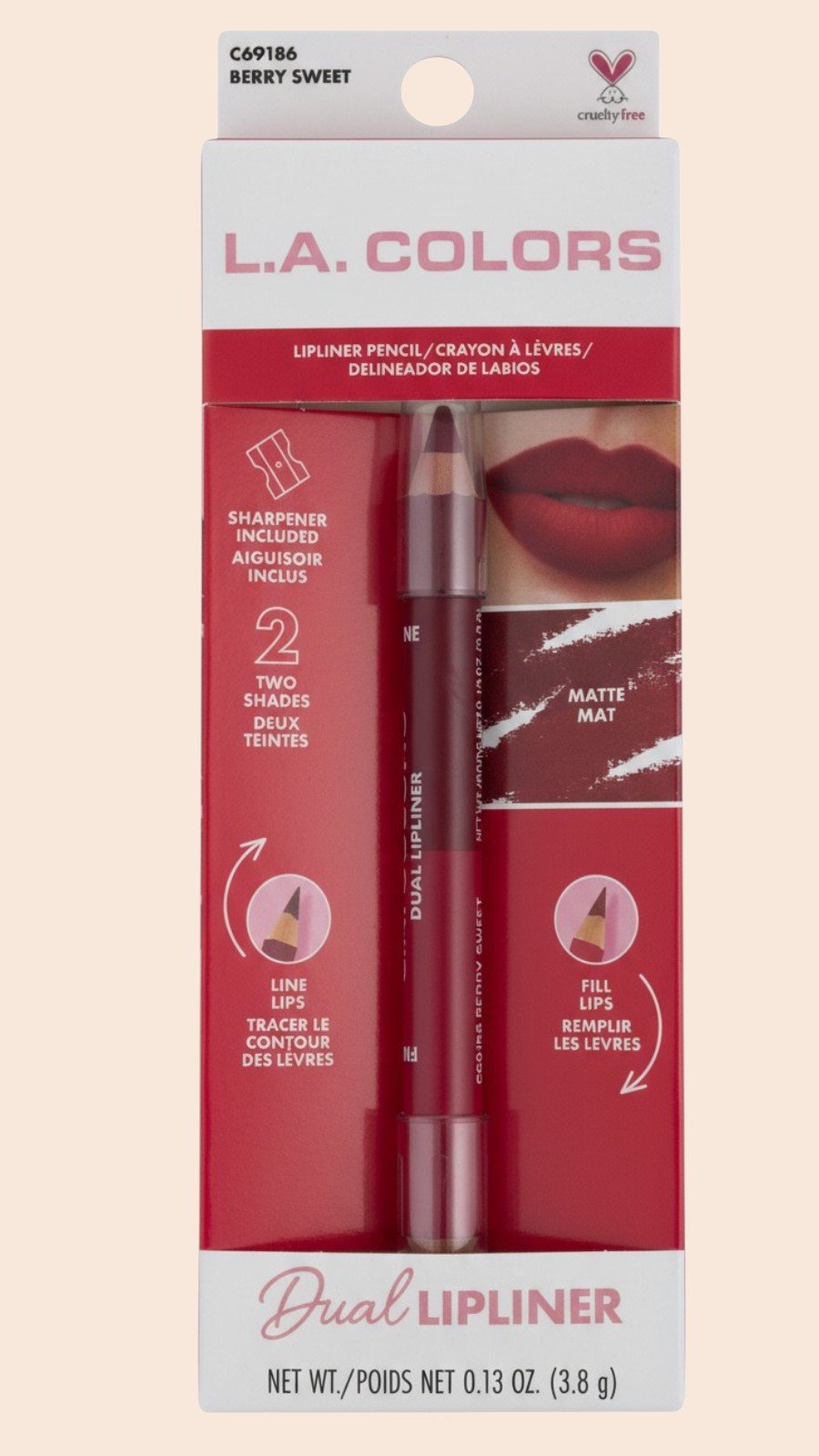 LA COLORS LIP LINER PENCIL BERRY SWEET C69186