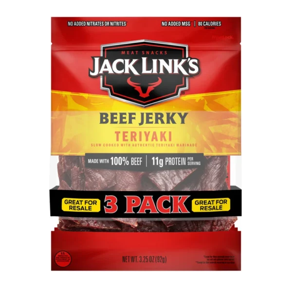 Jack Link's Beef Jerky, Teriyaki, 3.25 oz, 3-count