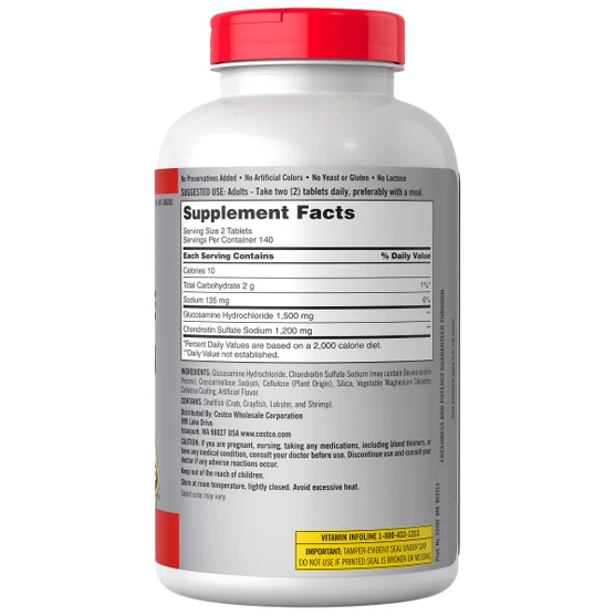 Kirkland Signature Glucosamine & Chondroitin, 280 Tablets - Image 4