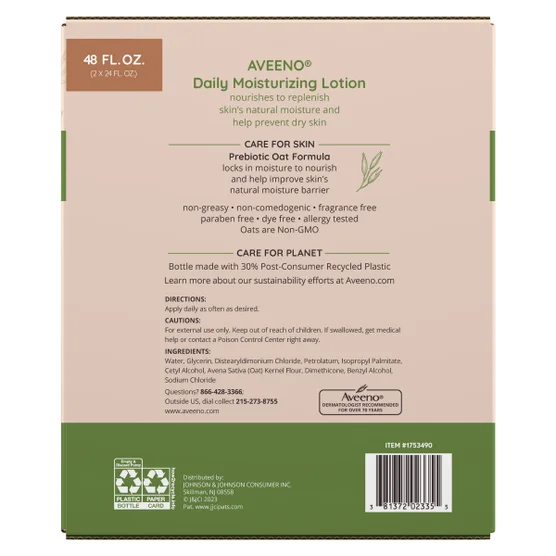 Aveeno Daily Moisture Lotion, 24 fl oz, 2-pack - Image 2