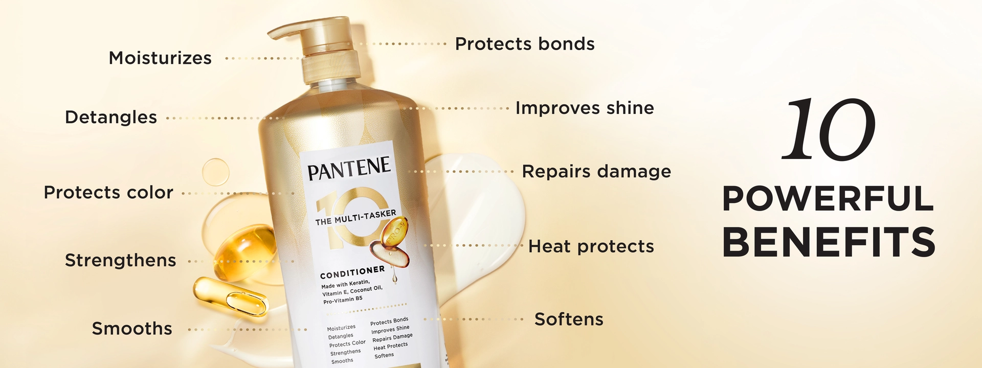 Pantene Multi-Tasker 10 Conditioner, 38.2 fl oz, Item #3101 - Image 3