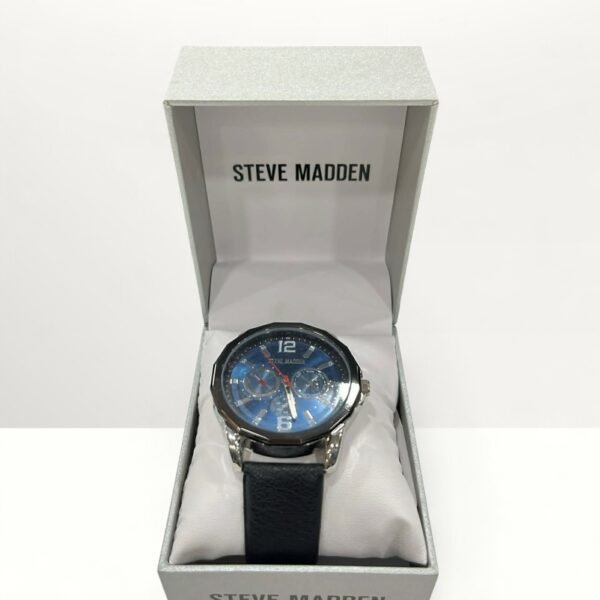 Steve Madden Mens Watch - Elegant Leather Strap Quartz Movement Analog Watch