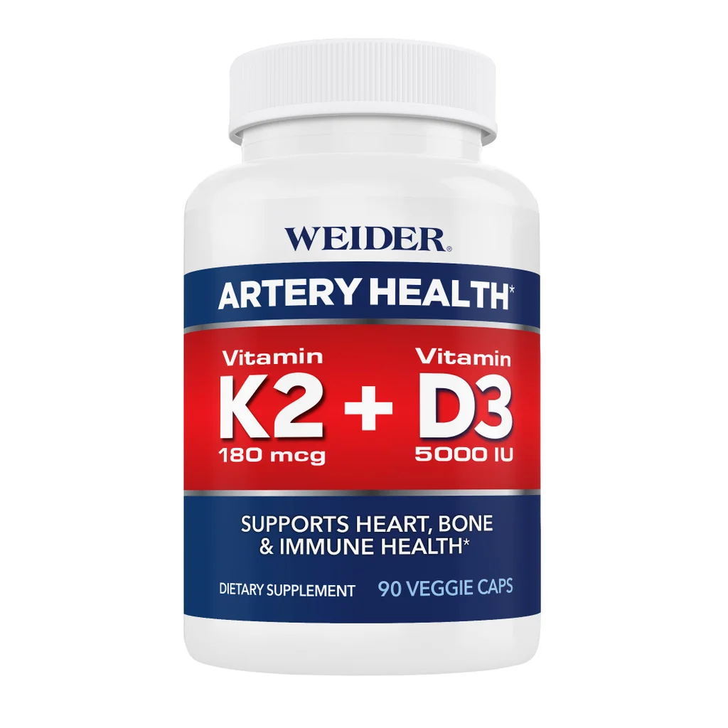 Weider Artery Health with Vitamin K2 Plus D3, 90 Veggie Caps Item #4033
