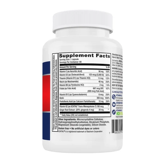 Weider Artery Health with Vitamin K2 Plus D3, 90 Veggie Caps Item #4033 - Image 2