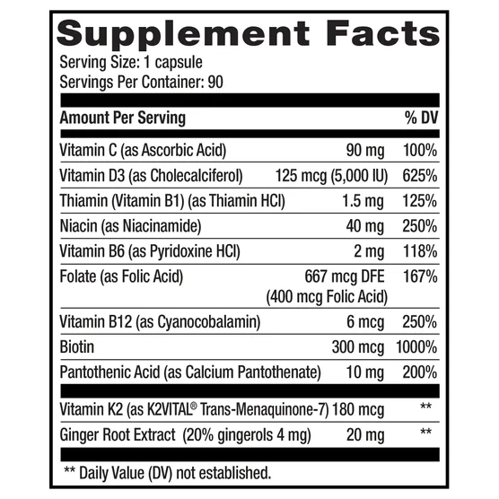 Weider Artery Health with Vitamin K2 Plus D3, 90 Veggie Caps Item #4033 - Image 5
