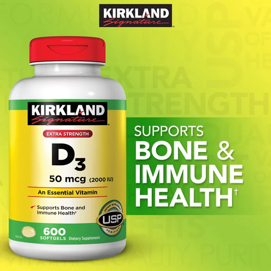 Kirkland Signature Extra Strength D3 50 mcg., 600 Softgels - Image 3