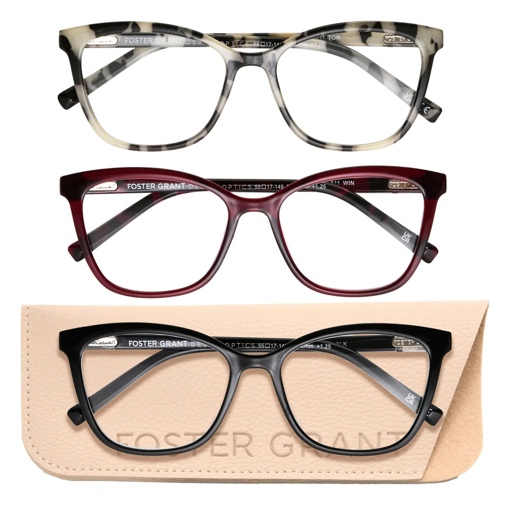 Design Optics by Foster Grant #811 Fashion Cateye Reading Glasses, 3-pack