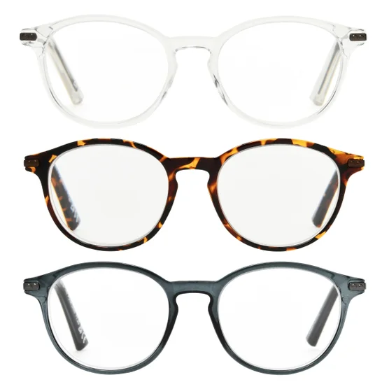 Design Optics by Foster Grant #809 Classic Plastic Round Reading Glasses, 3-pack - Image 2