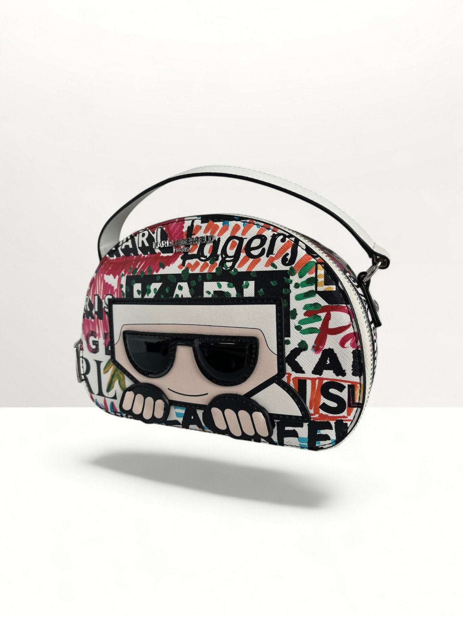 Karl Lagerfeld Paris Small White Scribble Crossbody Bag - Image 3