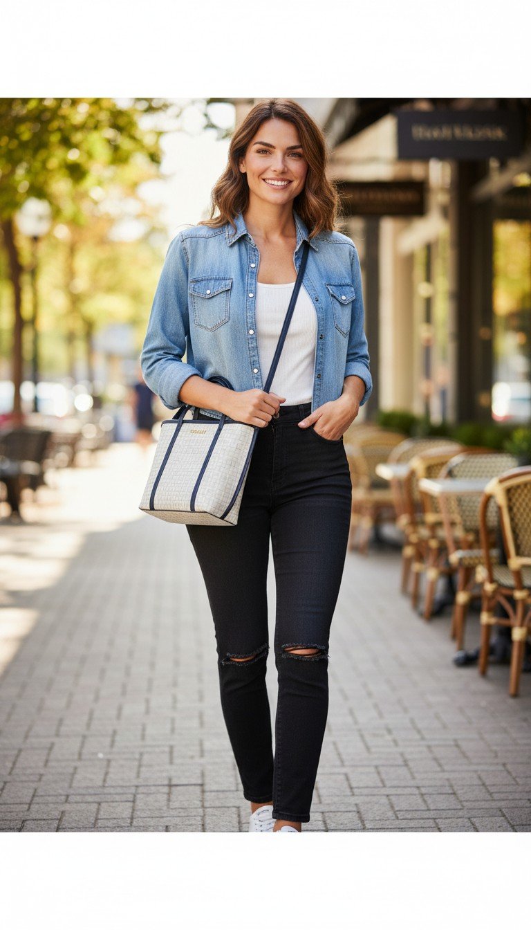 Tommy Hilfiger 2-WAY LEATHER MONOGRAM BAG-NAVY BLUE - Image 4