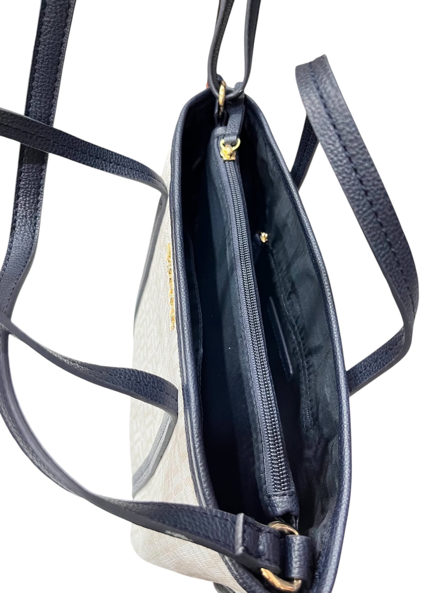 Tommy Hilfiger 2-WAY LEATHER MONOGRAM BAG-NAVY BLUE - Image 3