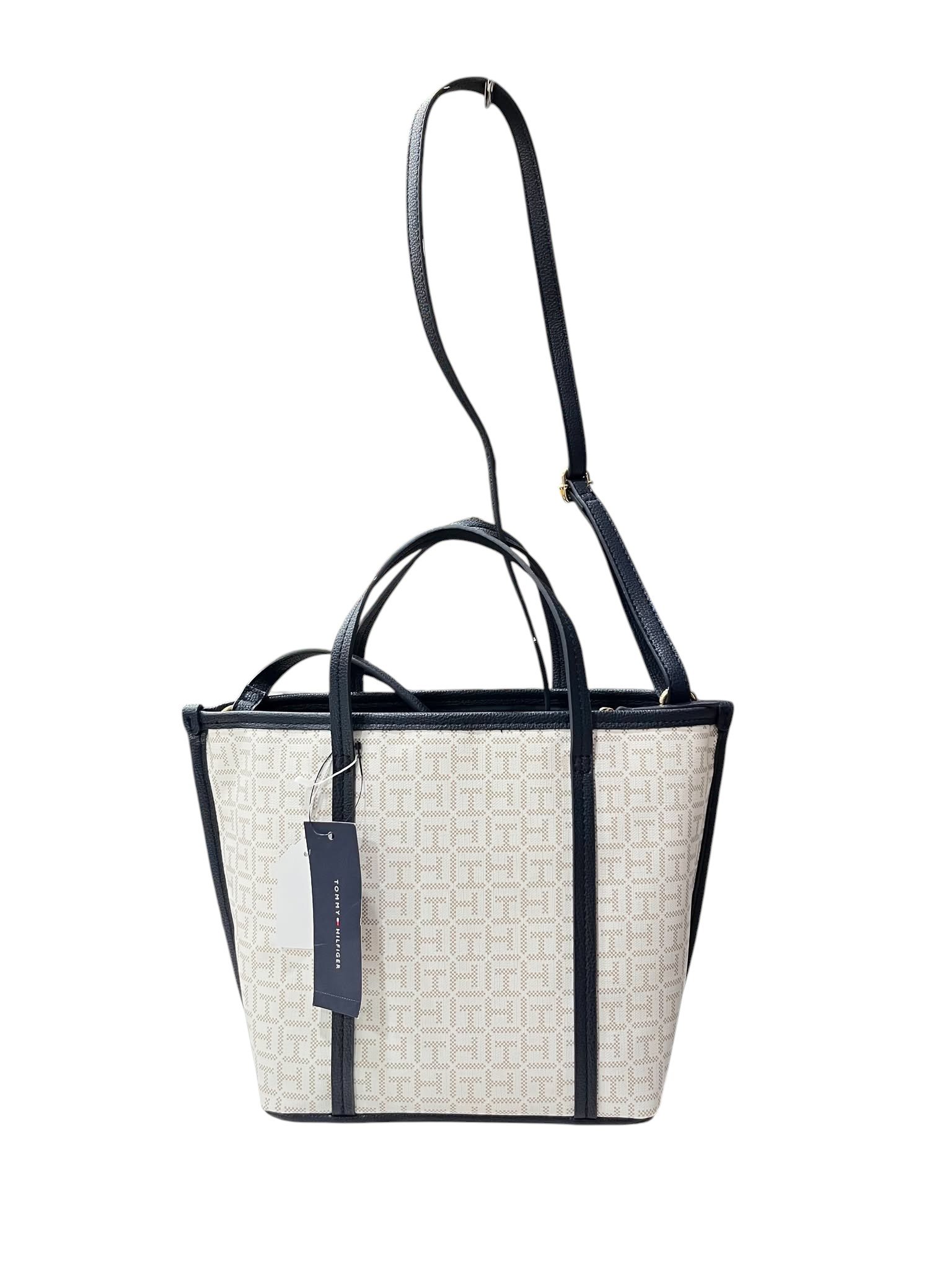 Tommy Hilfiger 2-WAY LEATHER MONOGRAM BAG-NAVY BLUE - Image 2