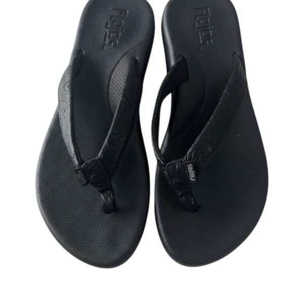 Flojos Memory Foam Flip Flops Black Artisan Size 6