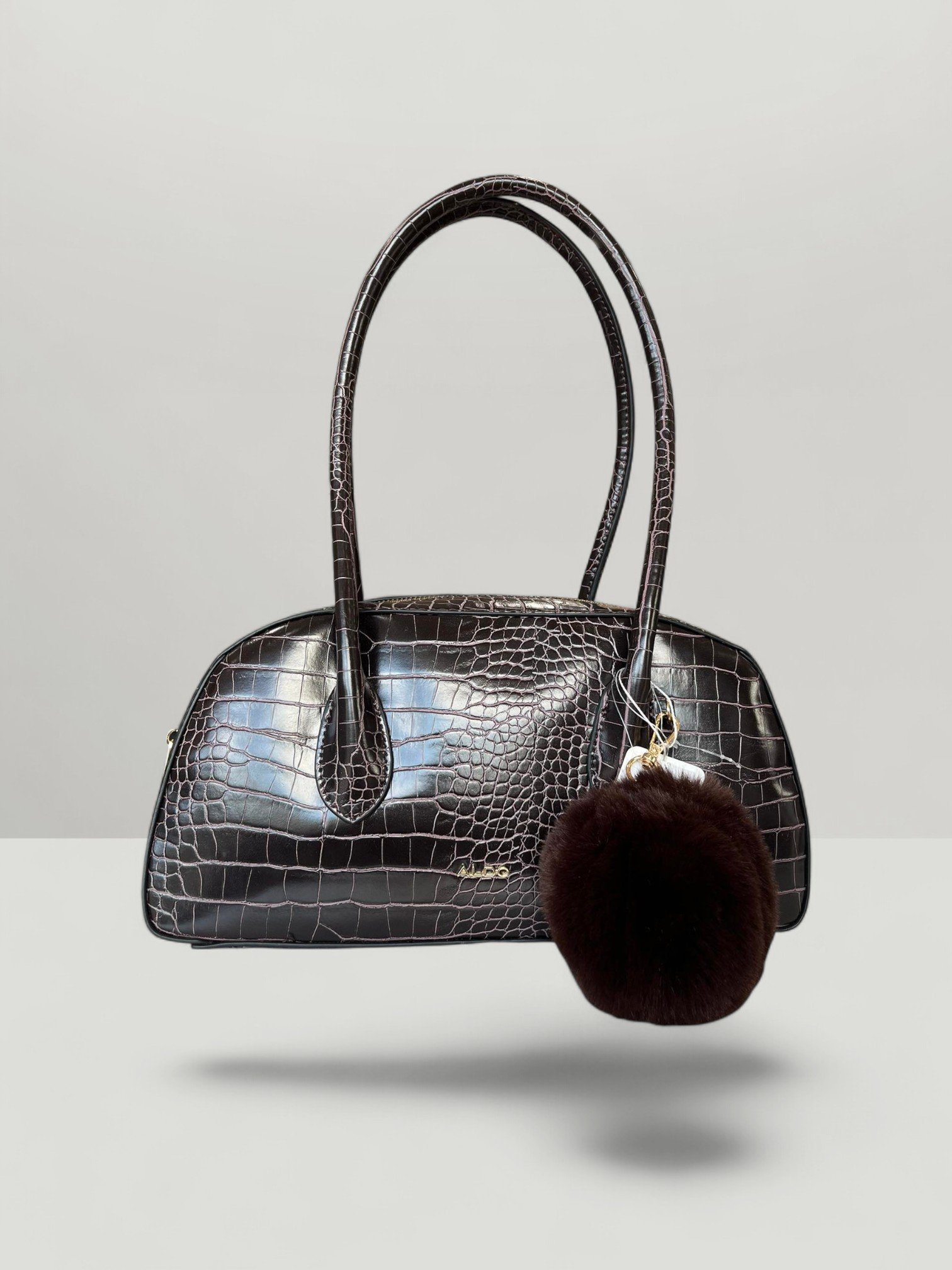 Aldo Baguette Bag Croc Style Wine Red