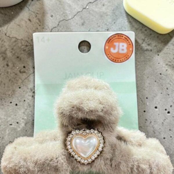 14+ JAW CLIP FASHION FUR/PEAR HEART BROWN	FJ-777HB