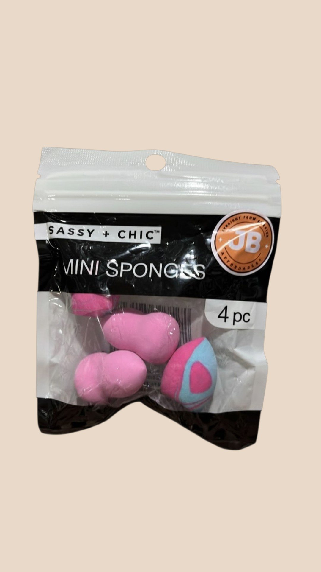 SASSYY + CHIC MINI SPONGES 4PC PINK/BLUE/D.PINK