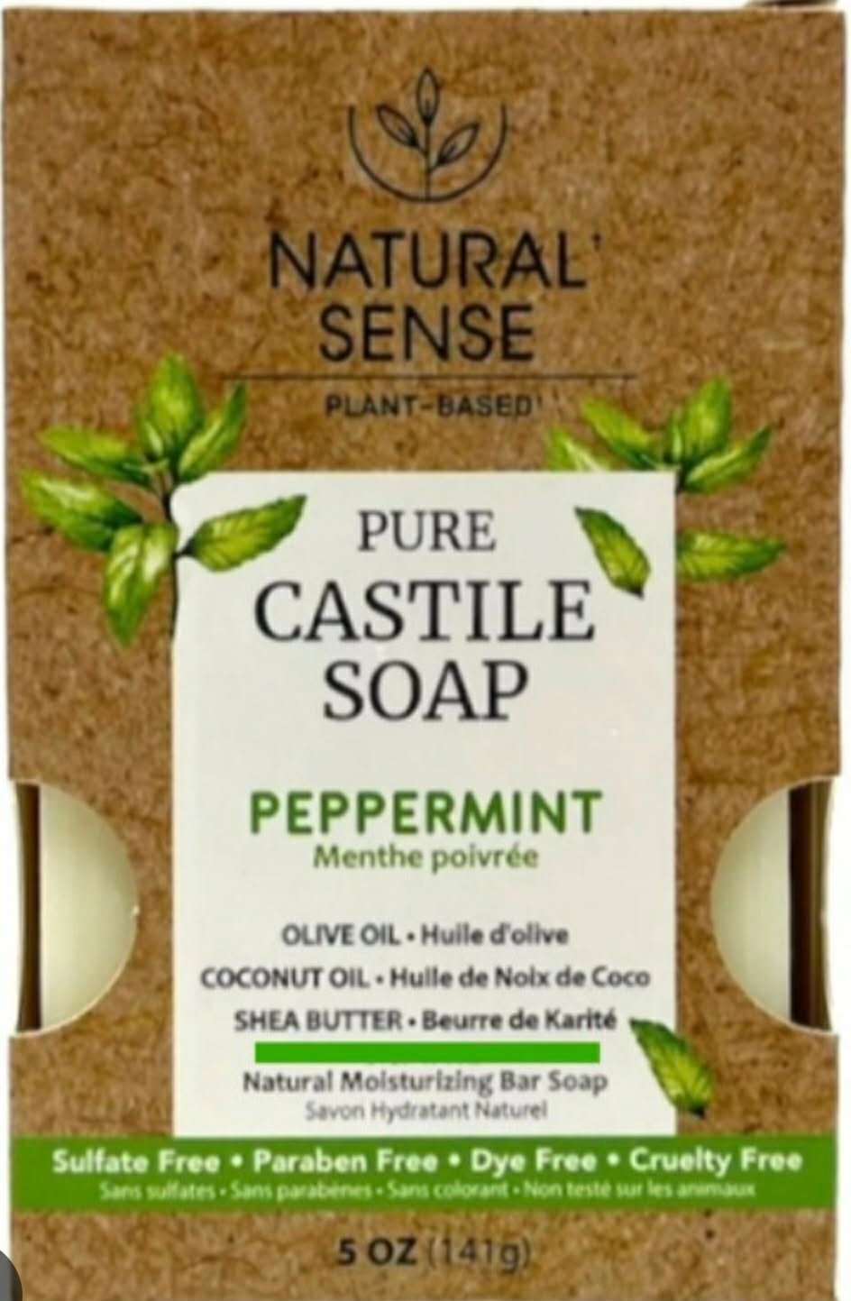 NATURAL SENSE PLANT-BASED PURE CASTILE SOAP PEPPERMINT 141g NS-373