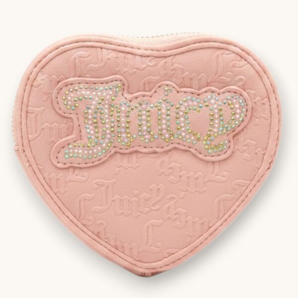 Juicy Couture Coin Purse String of Pearls Heart Shape Pink Diamond