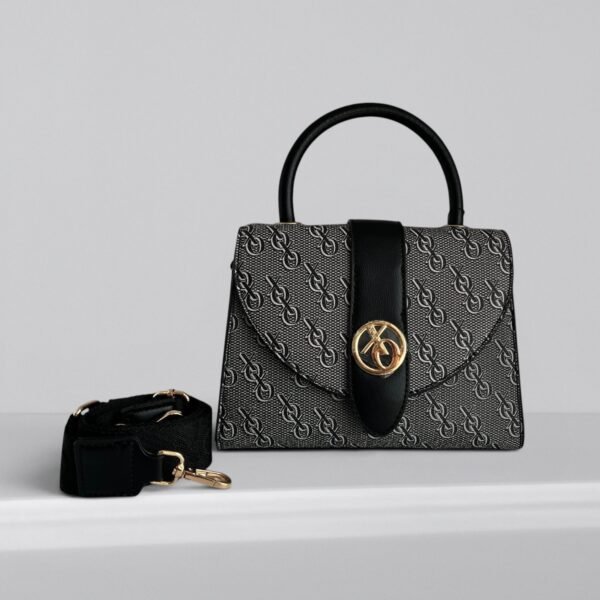 XOXO 2way Flap Bag Leather Black Printed Logo