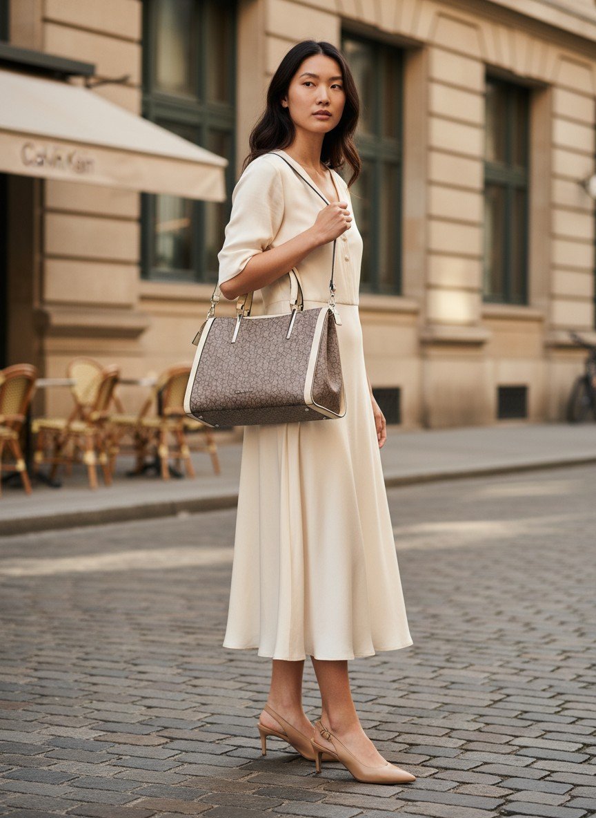 Calvin Klein 2way Bag Cream Leather - Image 4