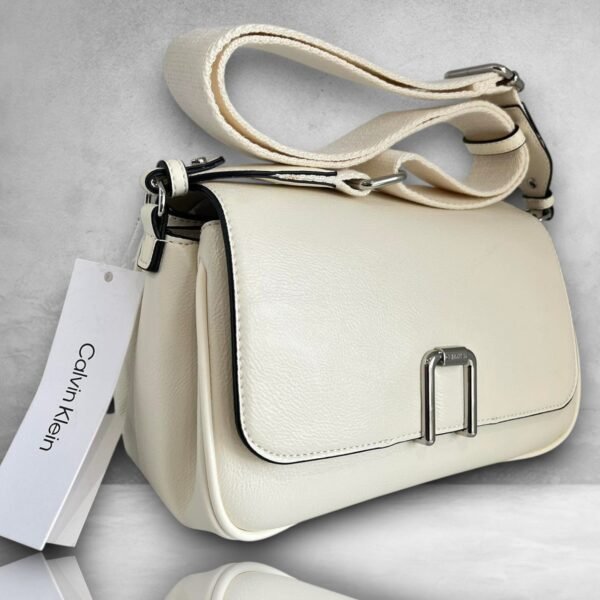 Calvin Klein Sling Flap Bag Leather Cherub White