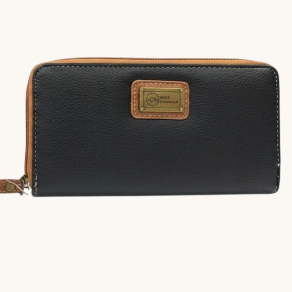 White Mountain Long Wallet Leather Black/ Tan