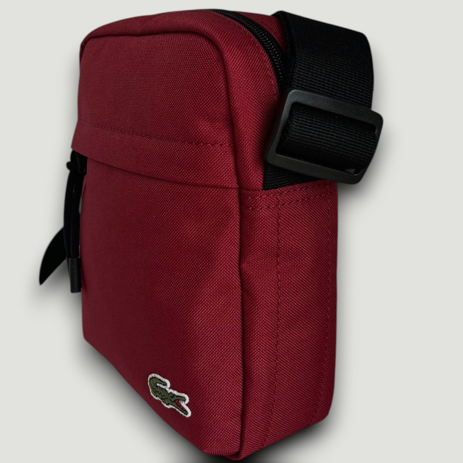 Lacoste Men's Shoulder Bag Burgundy Vertical Camera Bag - Image 3