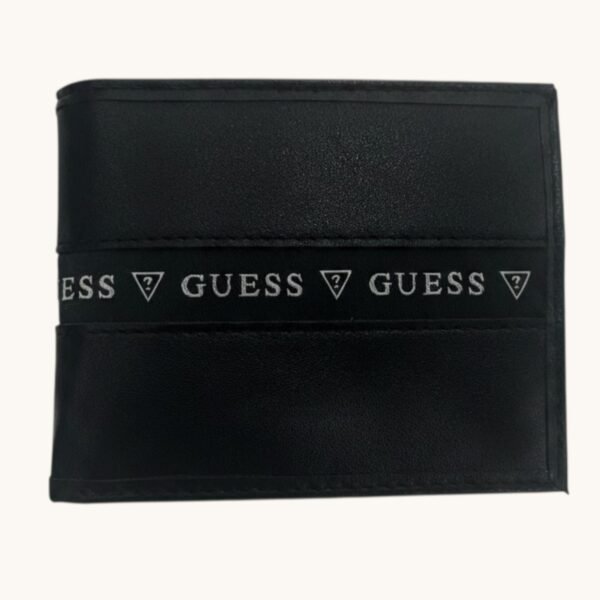 Guess Men's Wallet Bifold Leather Black With Nylon Printed Logo