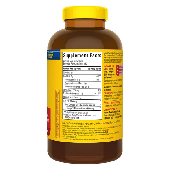 Nature Made Fish Oil 1200 mg, 300 Softgels - Image 3