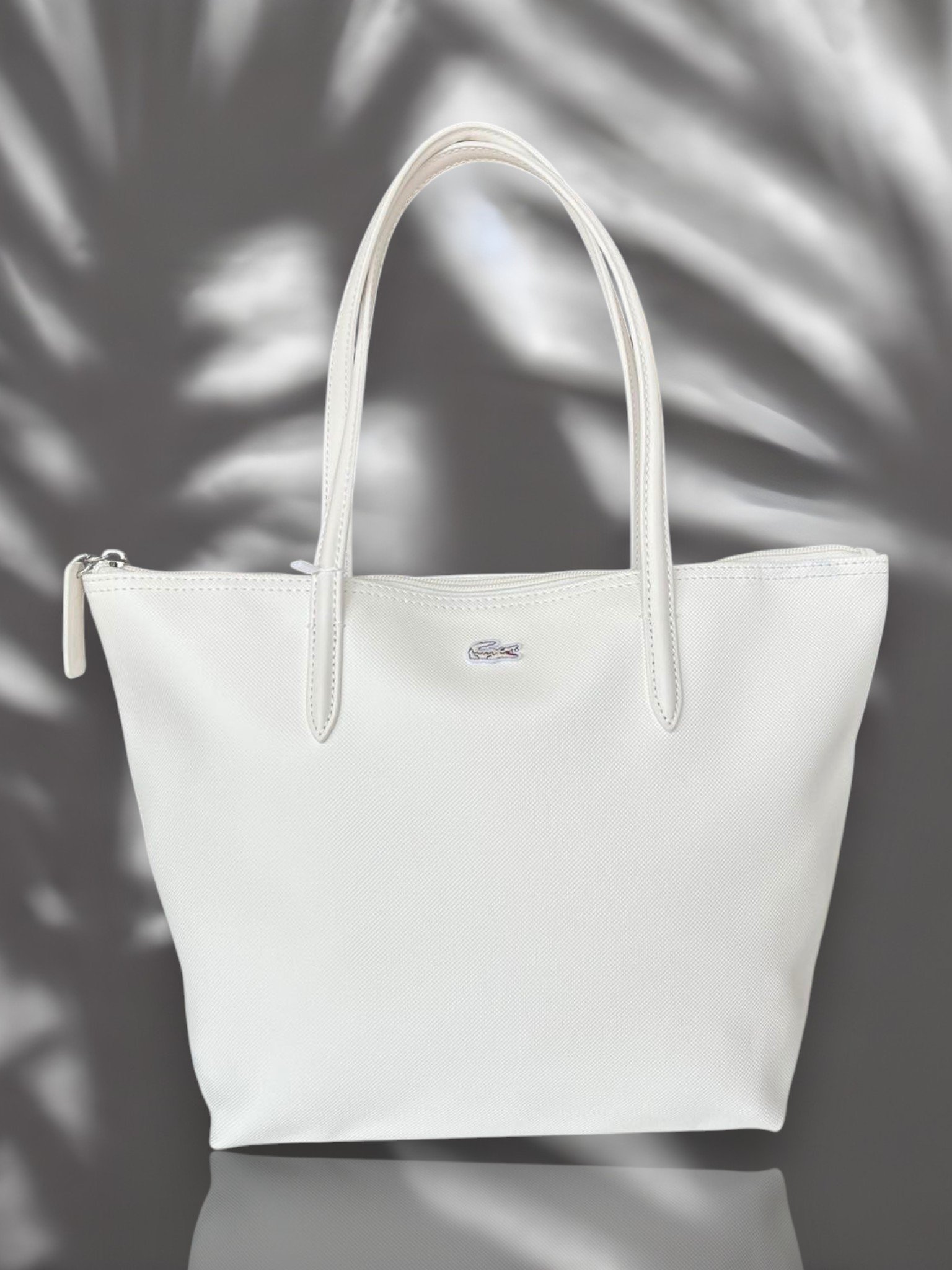 Lacoste Small White Tote Bag