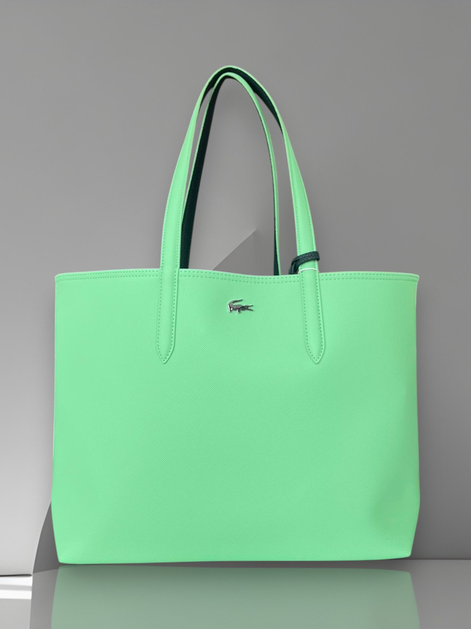 Lacoste Reversible Tote Bag Light Green and Dark Green Color - Image 2