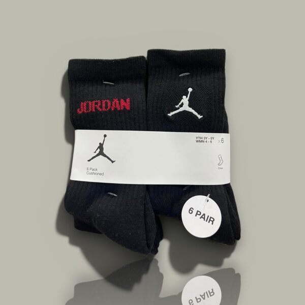 Jordan Crew Socks All Black 6pairs Item 6010