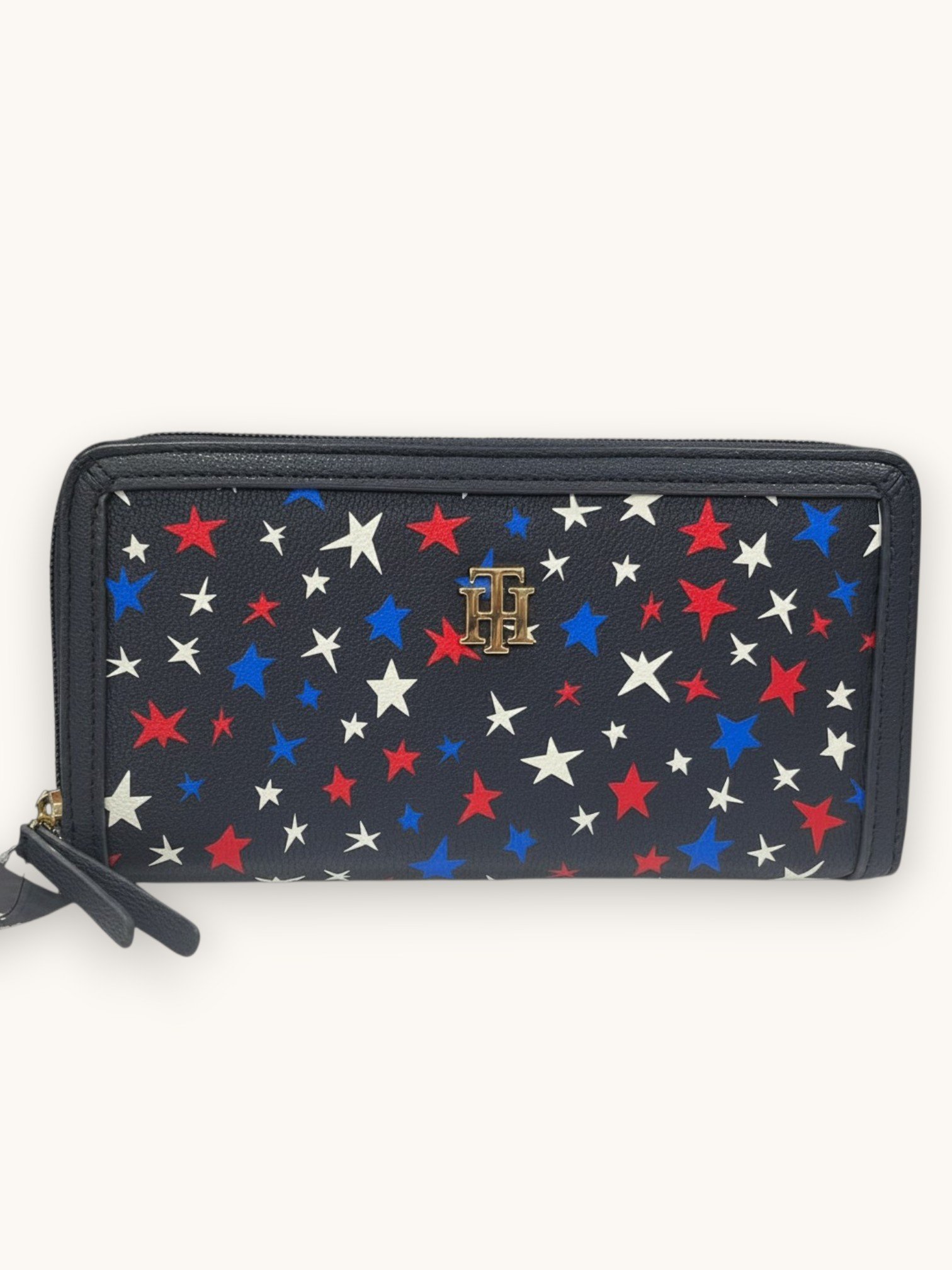 Tommy Hilfiger Long Wallet Dark Navy Leather Star Print