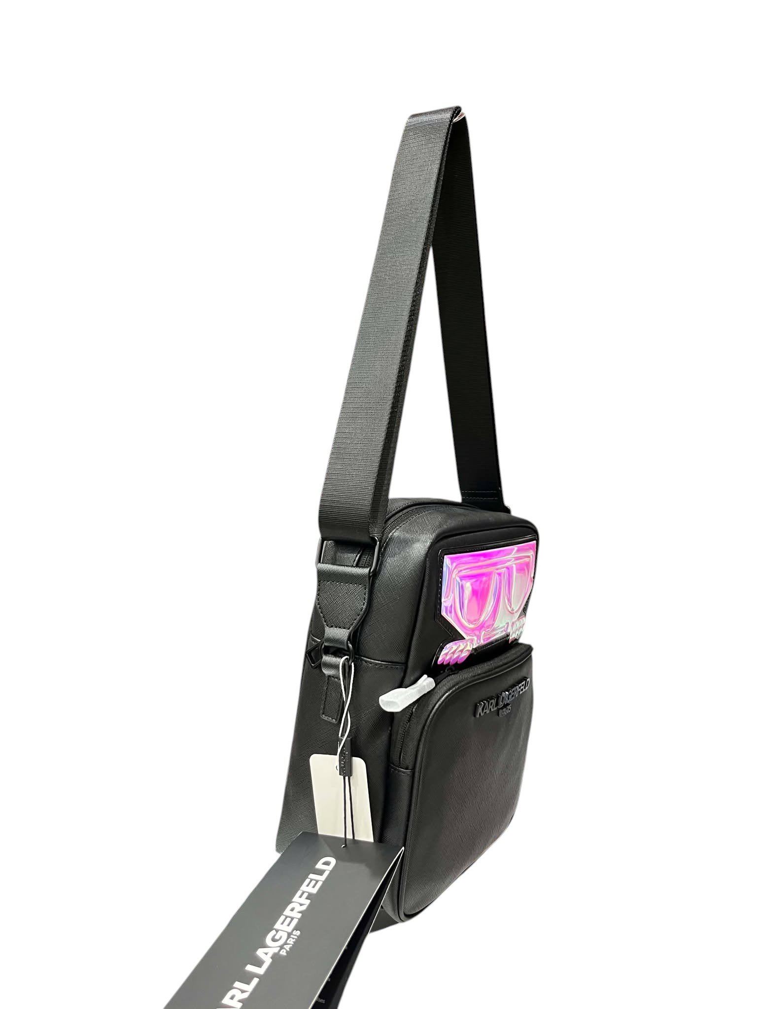 Karl Lagerfeld with Iridescent Detail Black Crossbody Bag - Image 3
