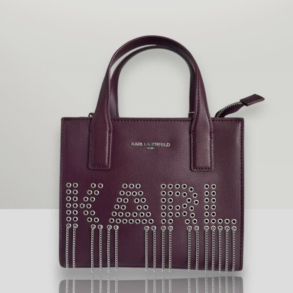 Karl Lagerfeld Womens Booktote Bag 2way Leather Sparkle Wine