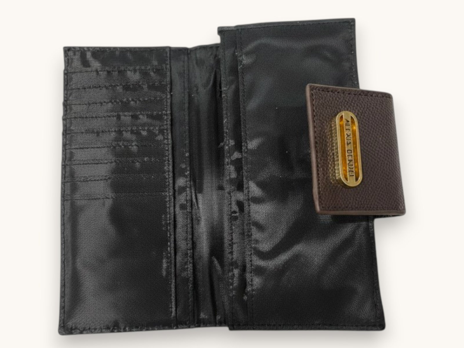 Alexis Bendel Long Wallet Slim Bifold Dark Brown - Image 3