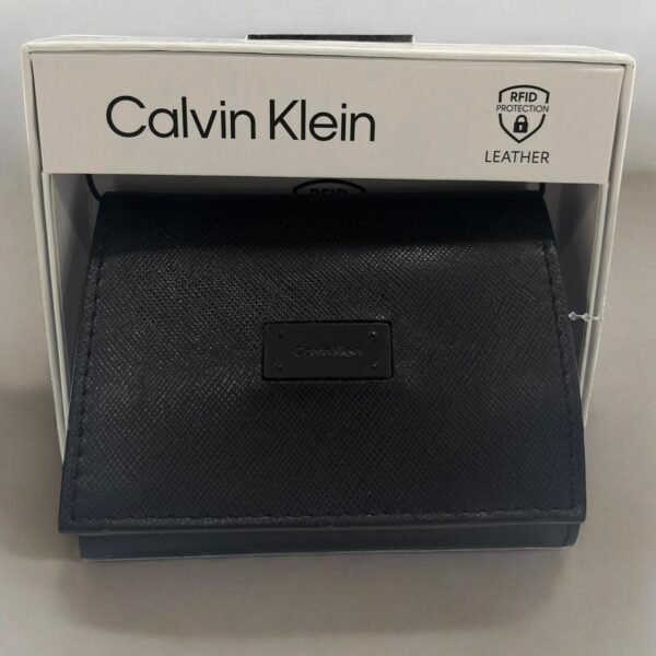 Calvin Klein Men's Trifold Black Leather Wallet