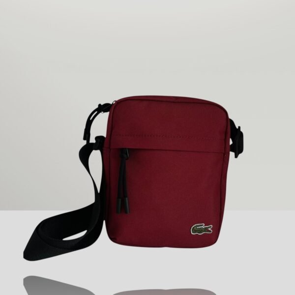 Lacoste Men's Shoulder Bag Burgundy Vertical Camera Bag