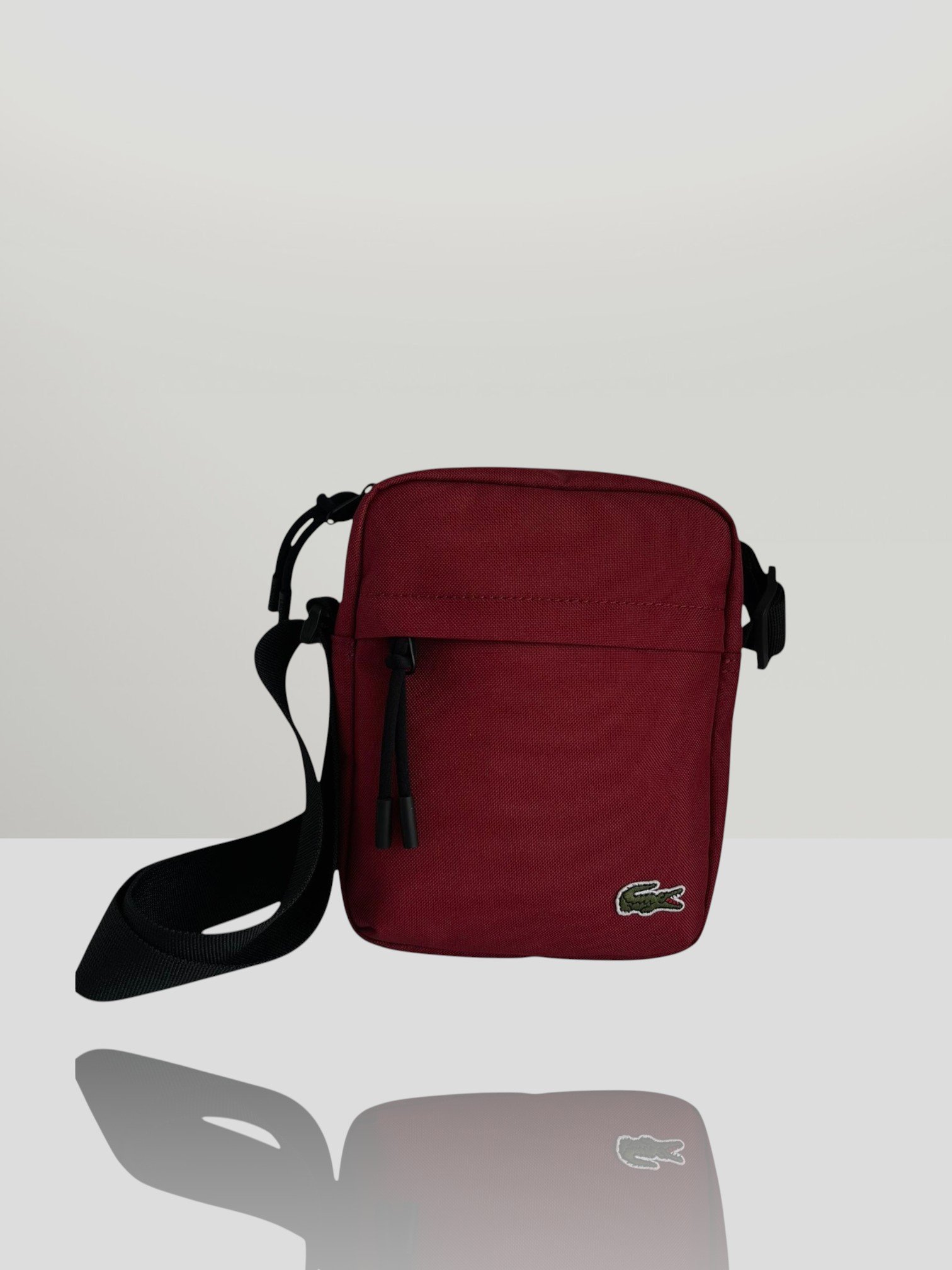 Lacoste Men's Shoulder Bag Burgundy Vertical Camera Bag