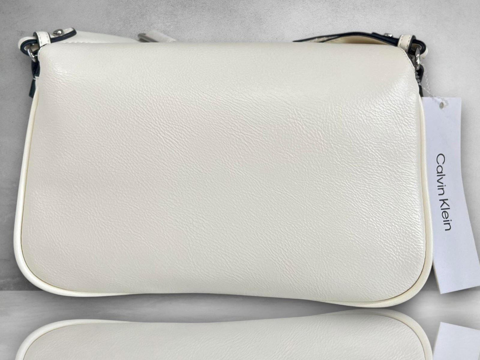 Calvin Klein Sling Flap Bag Leather Cherub White - Image 3