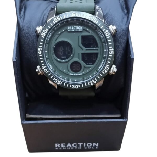 Kenneth Cole Reaction Army Green Big Round Face Digital