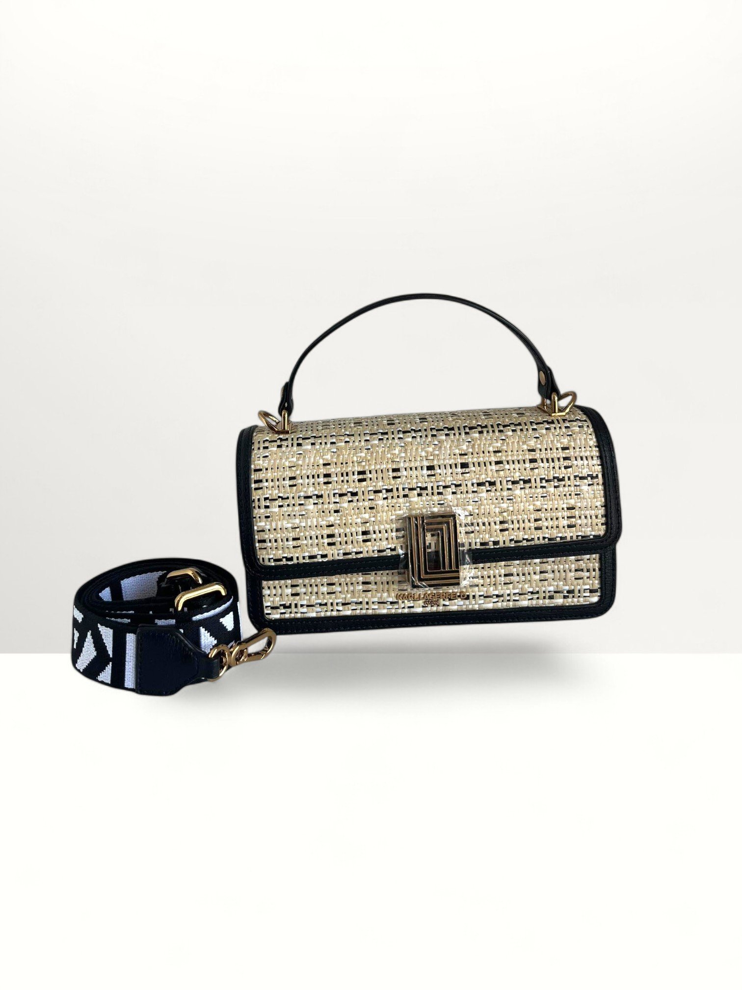 Karl Lagerfeld Paris Woven Monogram Top-Handle Bag